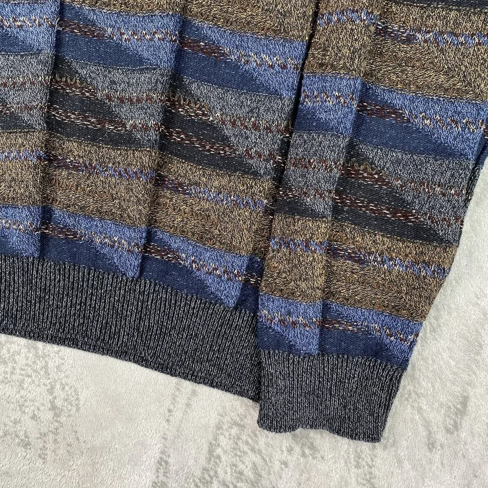 Vintage Croft & Barrow Sweater Mens XL Multicolor Geometric Textured Knit 90s